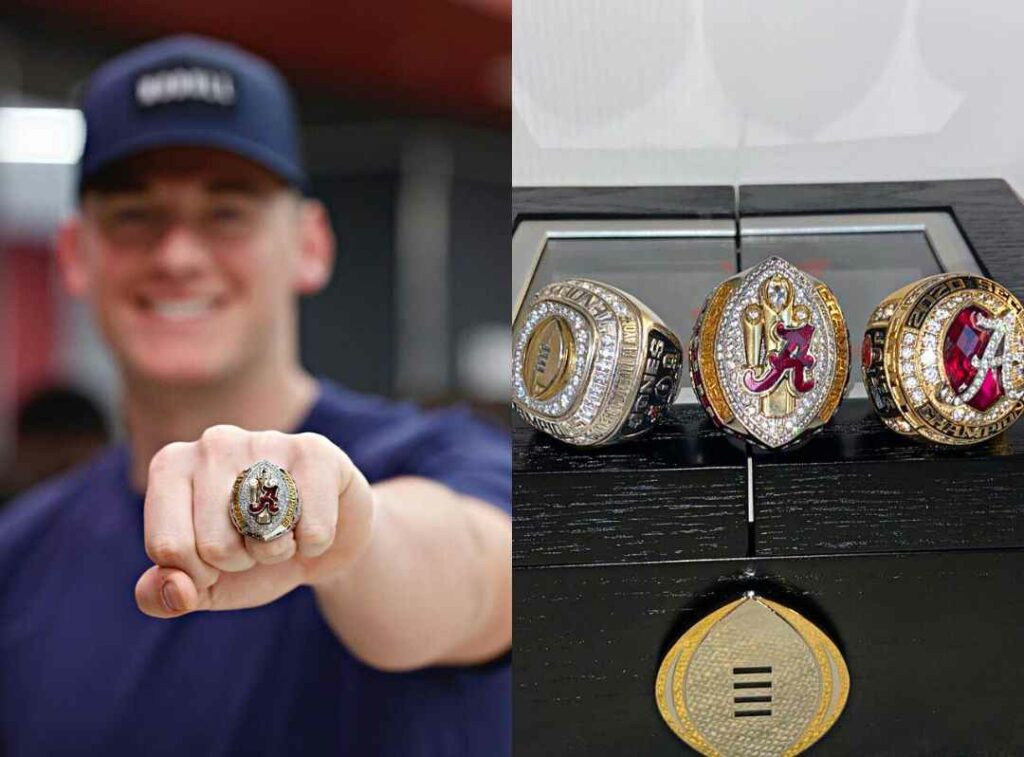 Mac Jones with his NFL Rings